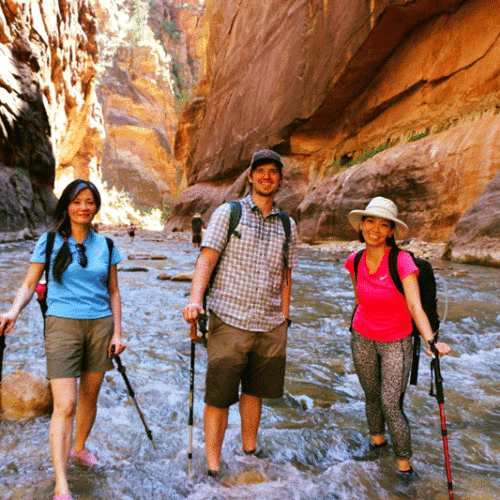 Justin Ebert enjoying the hike with other hikers