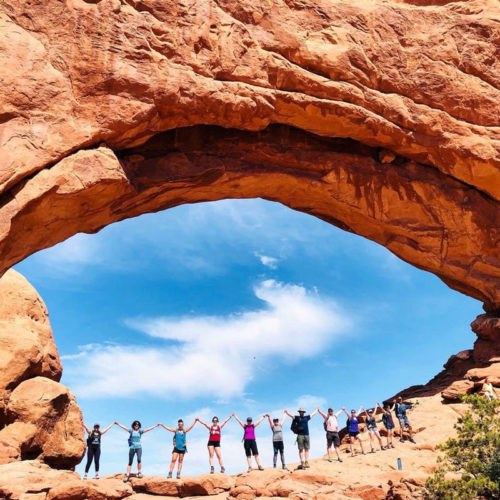 Windows section with group of hikers