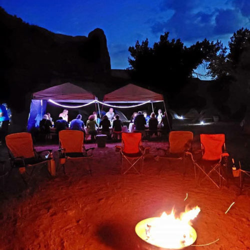 Campfire and dinner in Moab, Utah