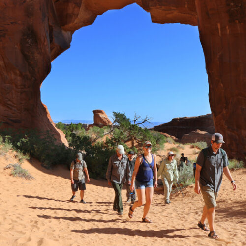MountainBased group hiking at Arches National Park 13