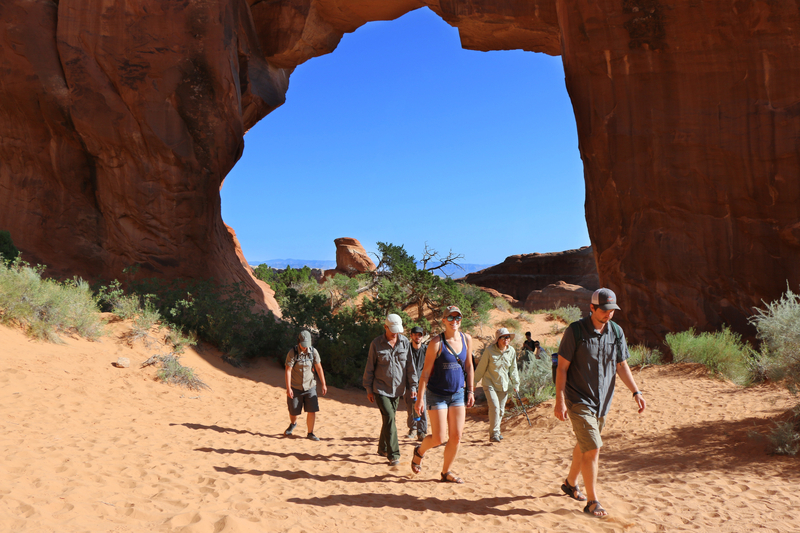 MountainBased group hiking at Arches National Park 13