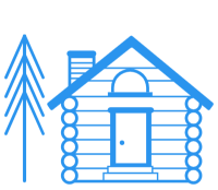 cabin with pine tree icon