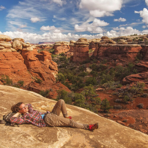 Relaxed hiker in the Needles District
