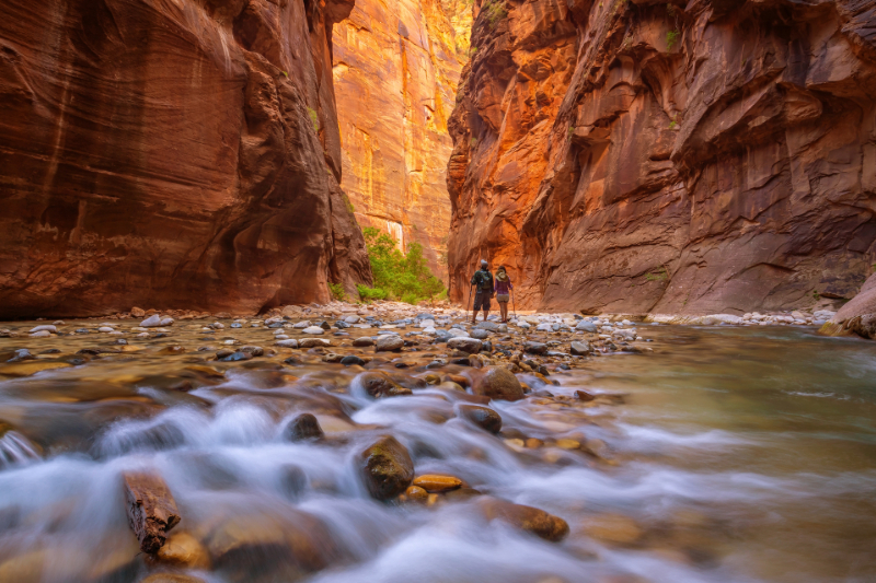 Iconic narrows hike in zion